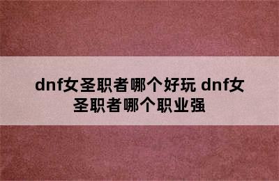 dnf女圣职者哪个好玩 dnf女圣职者哪个职业强